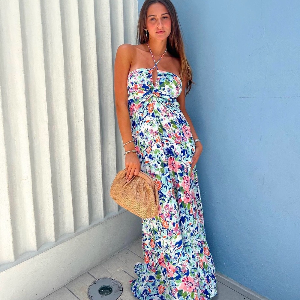 NWT Zoey Reva ILLA ILLA Malia Floral Maxi Dress Small